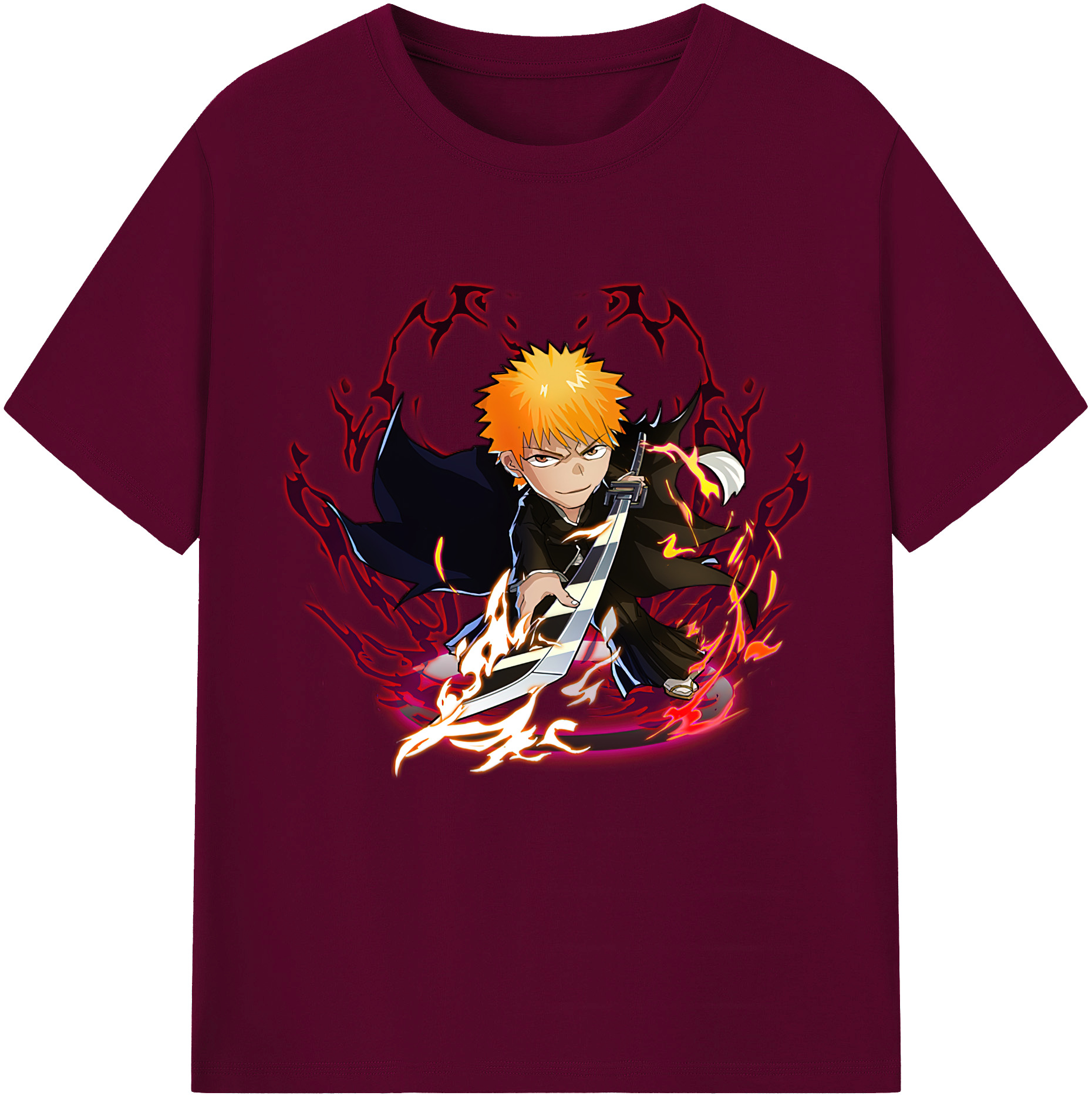 （画像用） ブリーチ 黒崎一護（くろさき いちご）BLEACH Kurosaki Ichigo レディースカジュアルプリントTシャツ（綿100％）